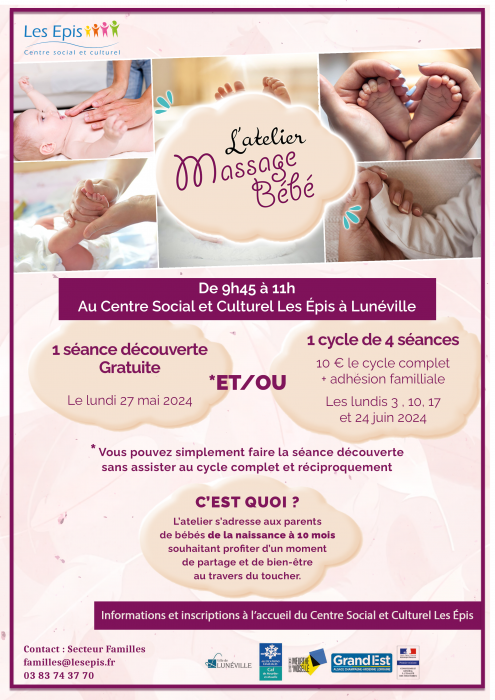 L'atelier massage bébé mai - juin 2024